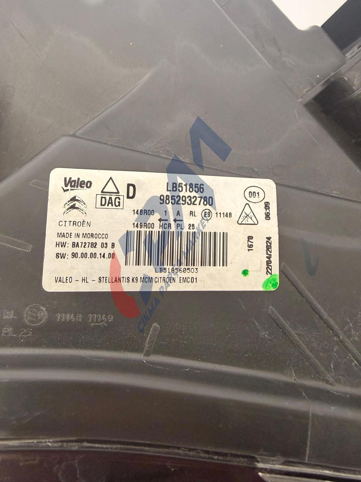 CITROEN BERLINGO LED FAR SAĞ ÖN FAR 9852932780