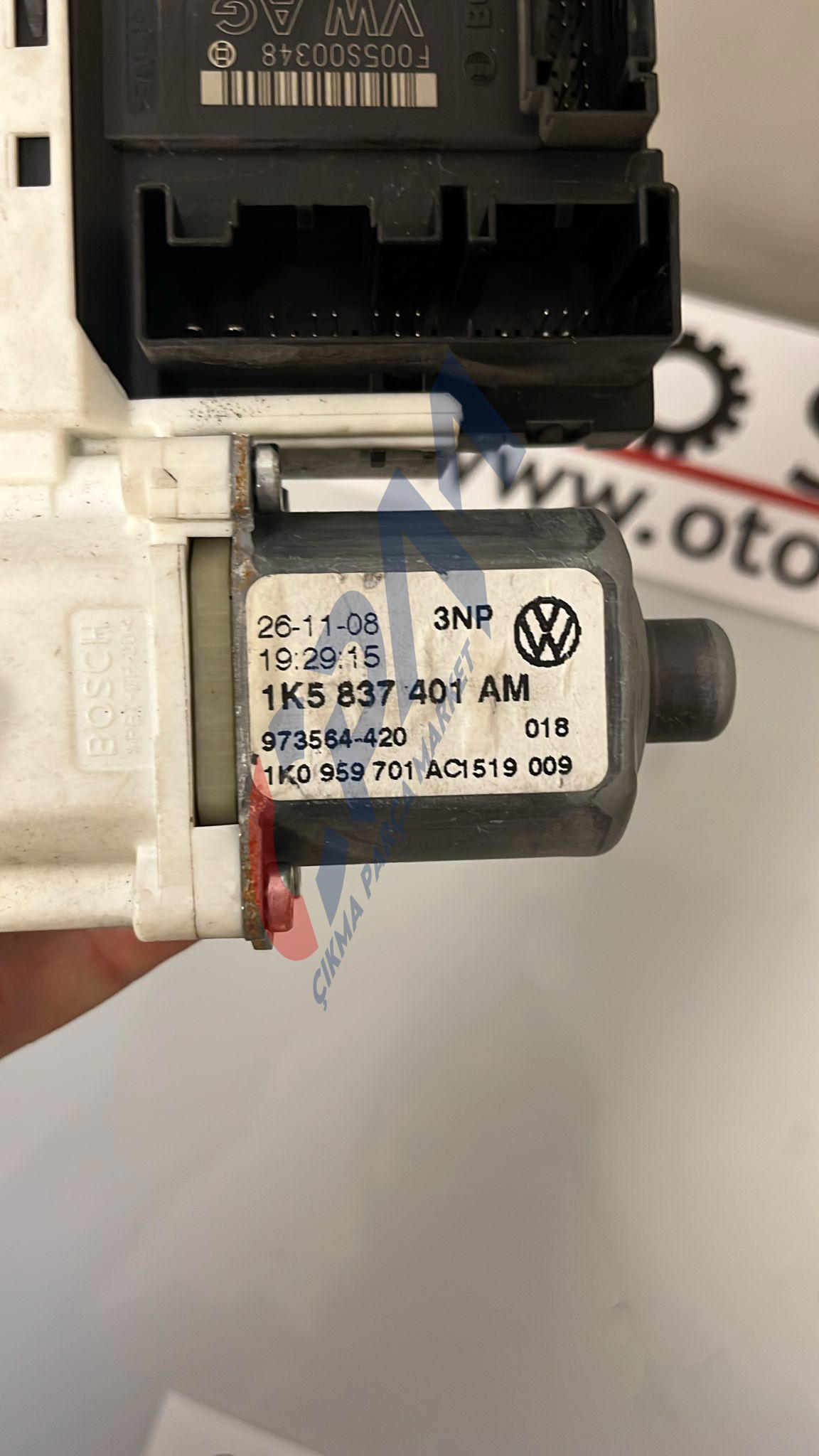 1K0959793N 1K5837401AM Volkswagen Jetta 2008 sol ön kapı cam motoru ve beyni