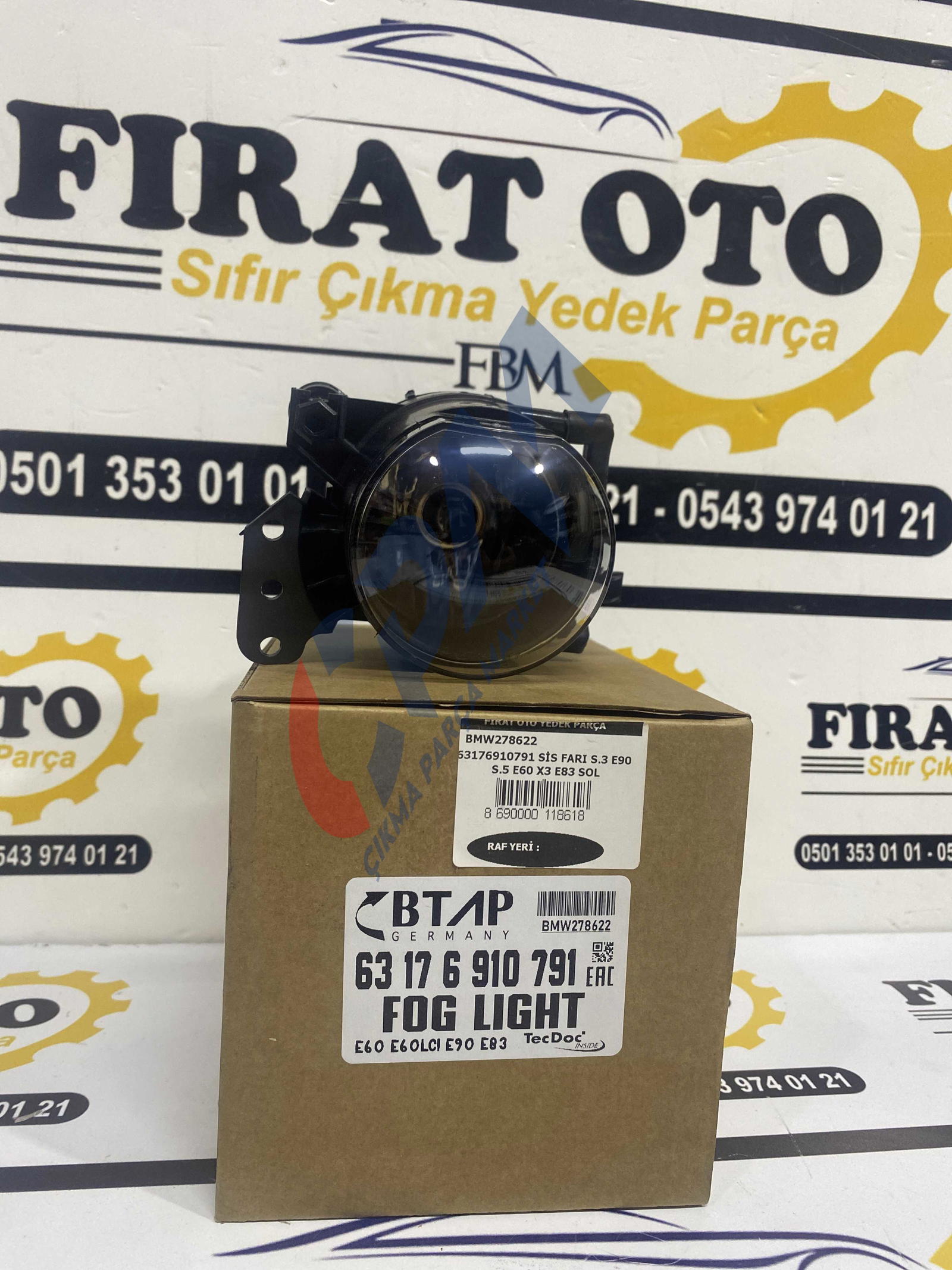 BMW 3 Serisi E90 E60 X3 E83 Sol Sis Farı 63176910791