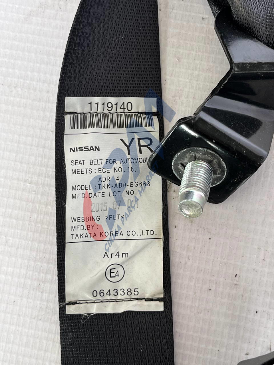 2014 2017 Nissan X Trail Sağ Arka Emniyet Kemeri TKK AB0 EG648