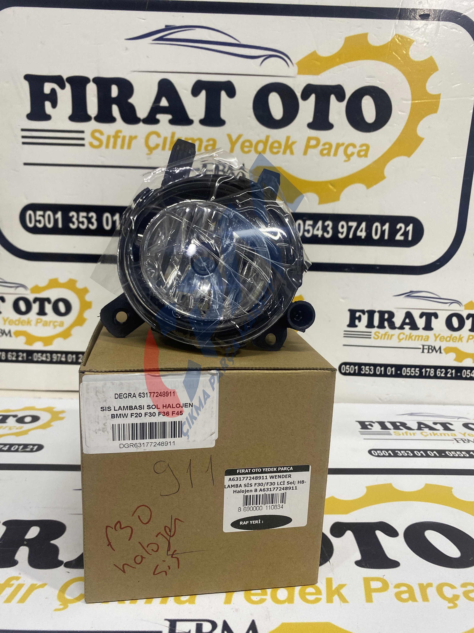 BMW 3 Serisi F30/F30 LCİ H8 Sol Sis Farı A63177248911